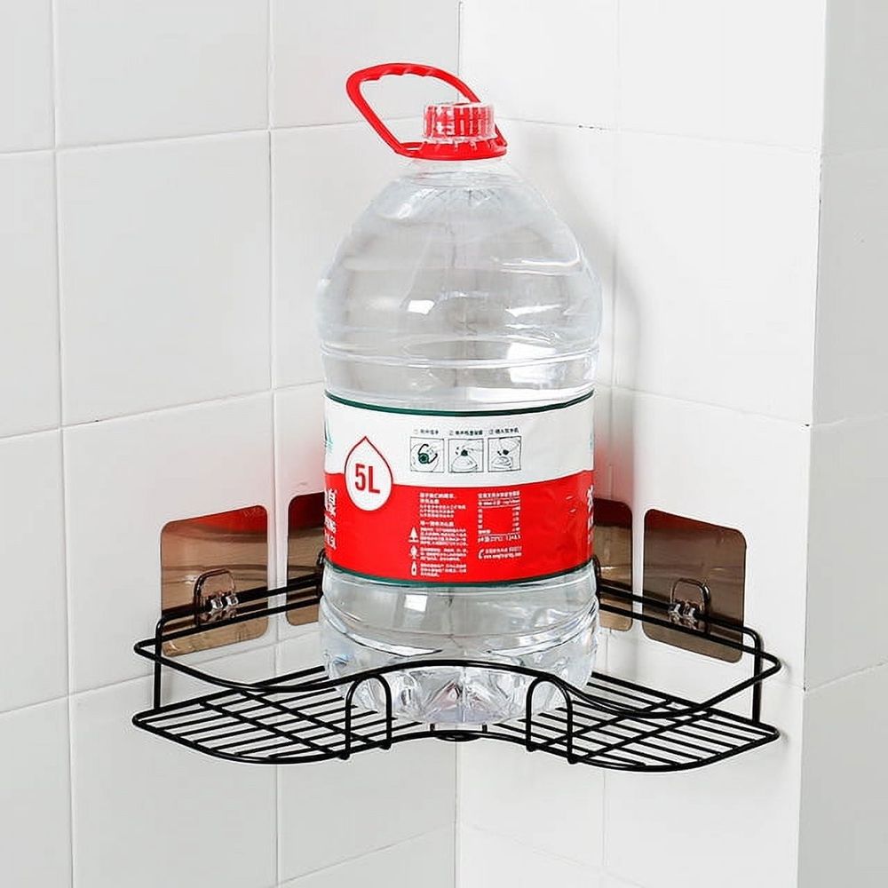 Shower Caddy Corner Shelf, Adhesive Bathroom Storage Shower Caddy Wall Mounted No Drilling & Rustproof Corner Rack Organizer for Bathroom and Kitchen, Black