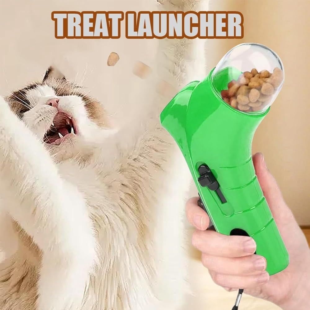 Cat Treat Launcher Gun, Cat and Dog Food Shooter Gun, Handheld Interactive Pet Snack Catapult, Fun Cat Ball Dispenser Gun Toy, Kitten Puppy Exercise Training Feeder for Park Walk Home(Red)