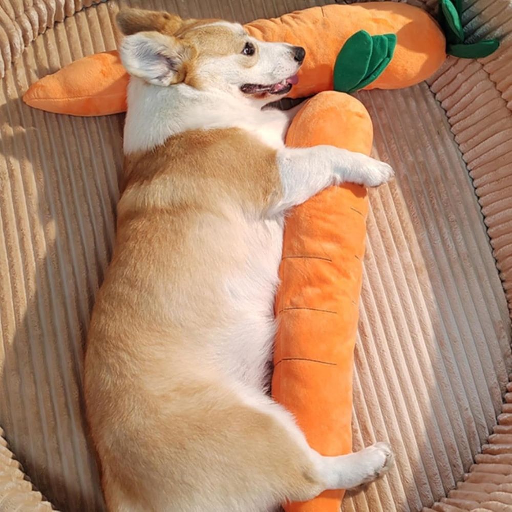 Giant Carrot Dog Toy, 29.53 In Large Stuffed Carrot Design, Durable Plush Toy with Multi-Squeaks for Small Medium Large Dogs, Calming Games
