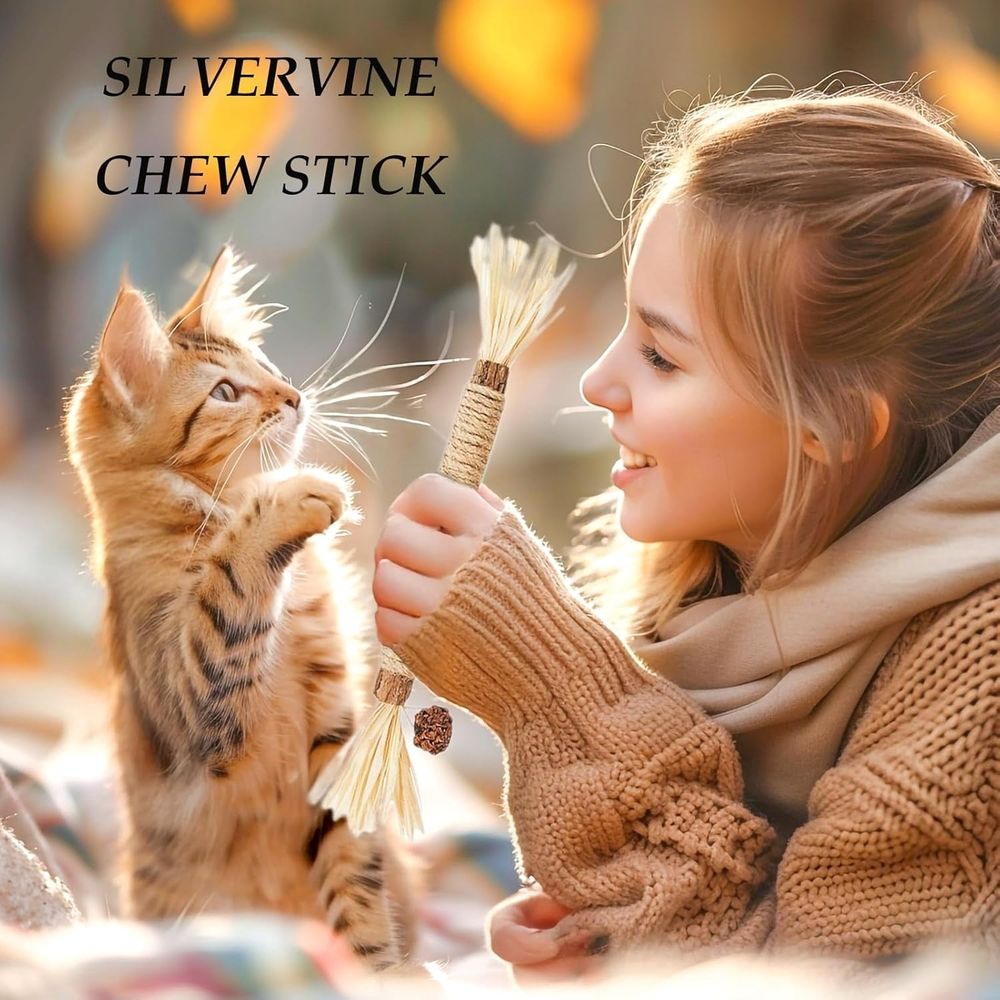 10Pack Natural Silvervine Stick Cat Chew Toy, 8.66 In Kitten Chew Toys for Indoor Cats, Silvervine Dental Toy for Cleaning Teeth and Interactive Play