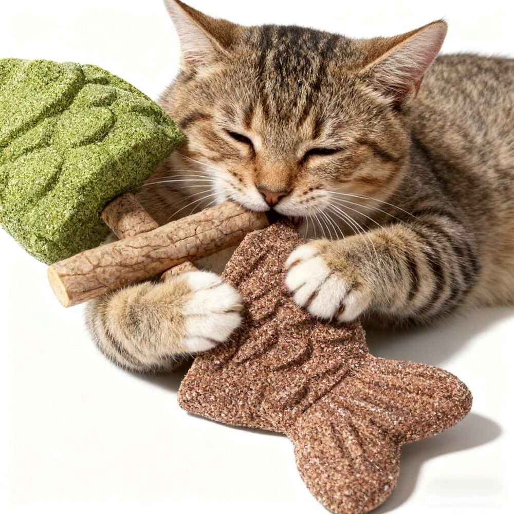 Natural Fishbone Cat Dental Toy, 7In Cat Chew Toy with Catnip & Natural Silvervine, Healthy Teeth Cleaning Dental Chew for Indoor Cats and All Cat Breeds with Edible Design