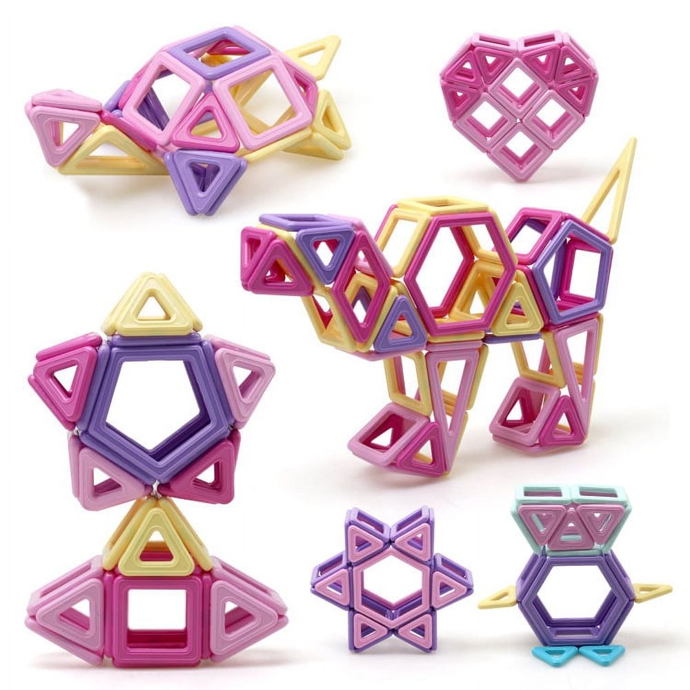 Magnetic Blocks 58PCS Upgrade Magnetic Building Blocks for Kids Magnetic Tiles 3D Magnetic Toys Educational STEM Toys Tiles Set Castle Toys for 2 3 4 5 6 7 Year Old Boys Girls Gifts