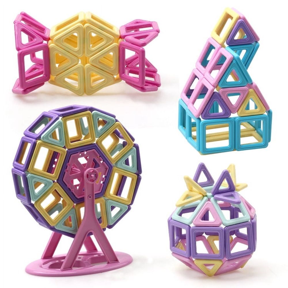 Magnetic Blocks 58PCS Upgrade Magnetic Building Blocks for Kids Magnetic Tiles 3D Magnetic Toys Educational STEM Toys Tiles Set Castle Toys for 2 3 4 5 6 7 Year Old Boys Girls Gifts