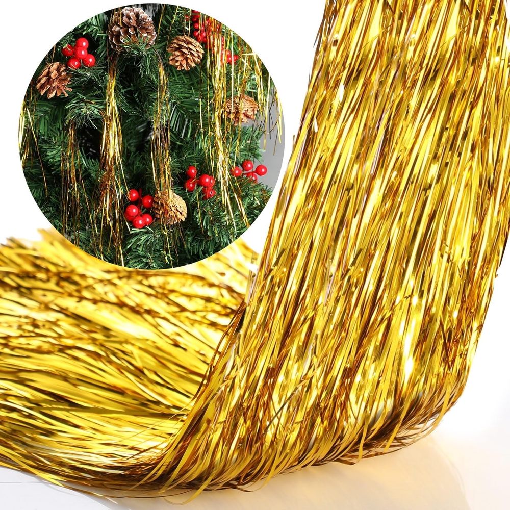 3000 Strands Iridescent Tinsel Icicles for Christmas Tree, Xmas, Birthday Party Wedding Decorations (19.6 inch, Red)