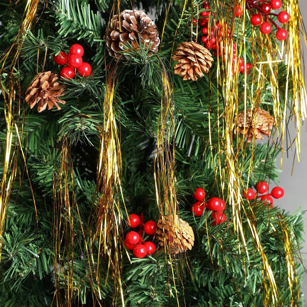 3000 Strands Iridescent Tinsel Icicles for Christmas Tree, Xmas, Birthday Party Wedding Decorations (19.6 inch, Red)