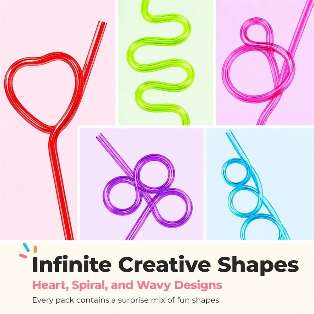 10 Pcs Crazy Straws,10.2x0.24In Reusable Plastic Curly Crazy Drinking Straws for Classroom,Colorful Bendy Straws for Gift,Christmas