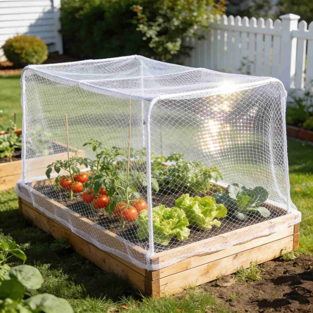 Garden Netting for Raised Beds, 4.92x1.48x1.31ft Raised Bed Cover with Drawstring, Fine Mesh Garden Covers for Raised Beds, Bird Barrier Screen to Protect Vegetables, Fruits, Flowers