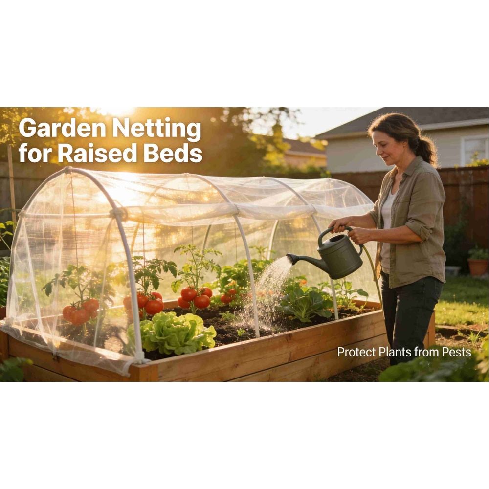Garden Netting for Raised Beds, 4.92x1.48x1.31ft Raised Bed Cover with Drawstring, Fine Mesh Garden Covers for Raised Beds, Bird Barrier Screen to Protect Vegetables, Fruits, Flowers