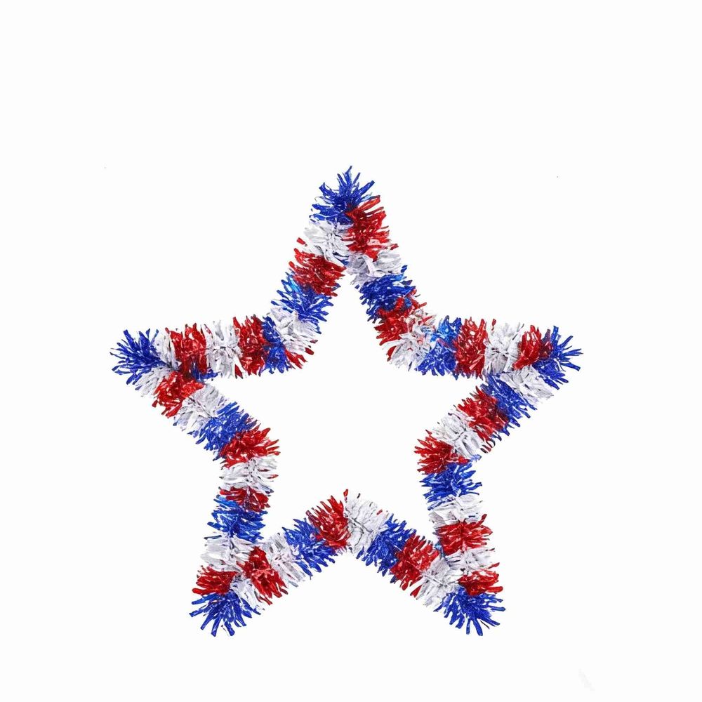 4th of July Patriotic Tinsel Garland Decor, 5Pcs 33ft Red White Blue Metallic Chunky Glitter Party Tinsel for Independence Day, Memorial Day, National Holiday Decoration, Tree, Mantle, Outdoor
