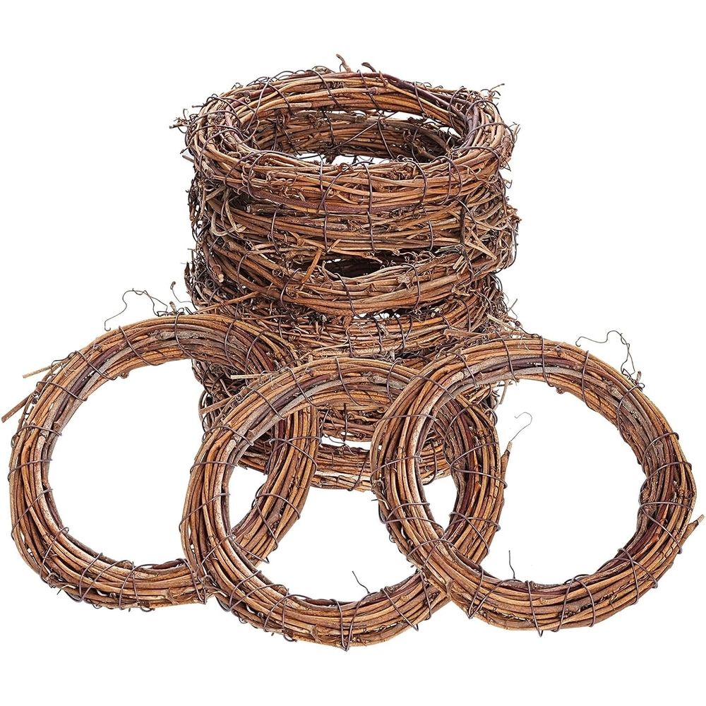 16 Pcs Wooden Grapevine Wreath, 4inch/10