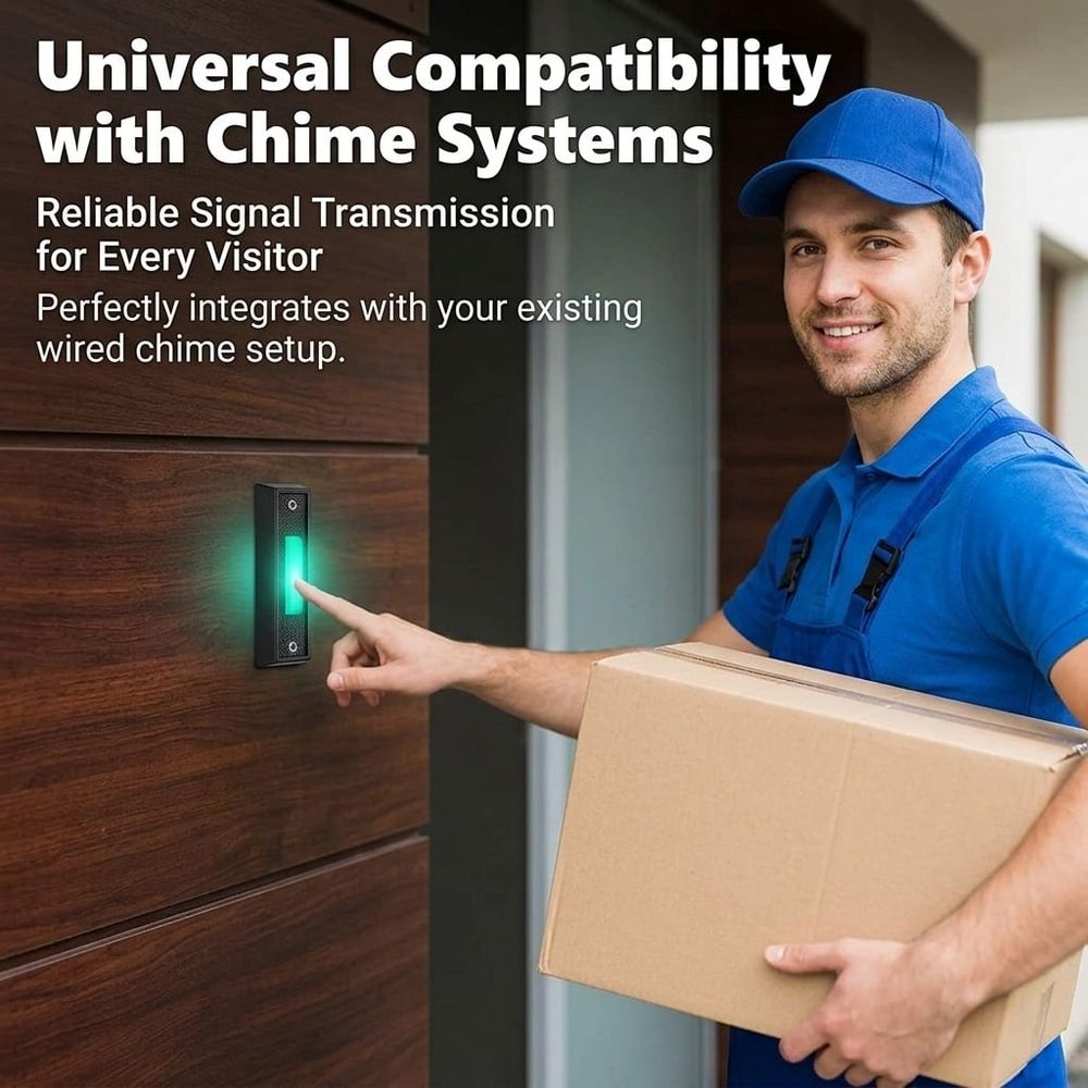 2 Pack LED Lighted Doorbell Button Wired, Door Bell Ringer Push Buttons Replacement Wall Mount Door Chime Opener Switch, Doorbell Cover with Soft Light (Green Light)