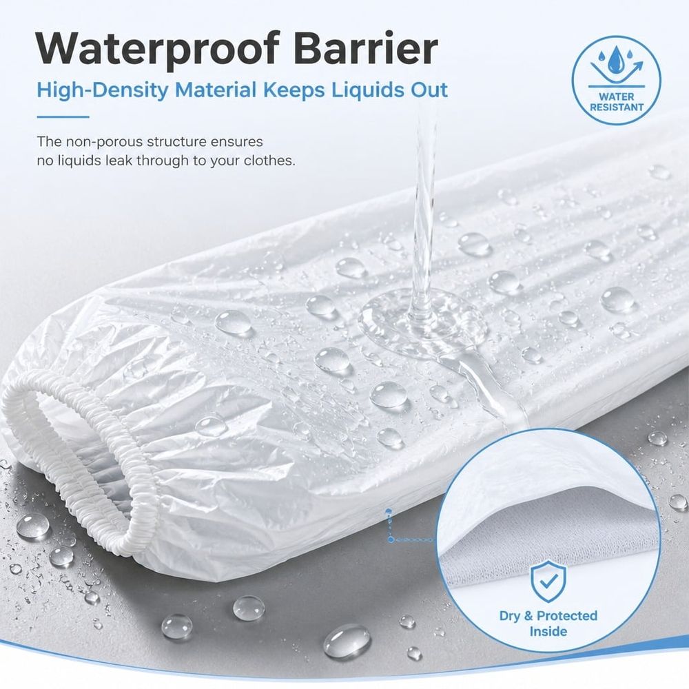 MODANU 100 Pcs Disposable Arm Sleeves Covers, Waterproof PE Oversleeves Covers for Men and Women, White