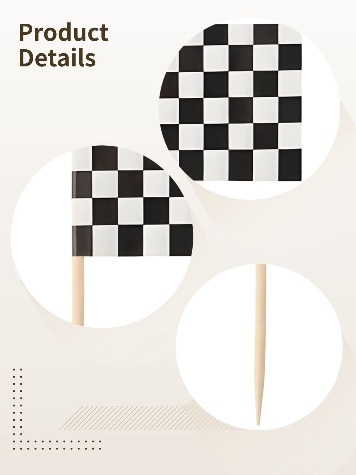2PCS Checkered Flags on Sticks, Cupcake Toppers, Racing Flag Style, Black and White Party Decorations Picks, Mini Cake Topper for Birthday, Race Car Theme Party