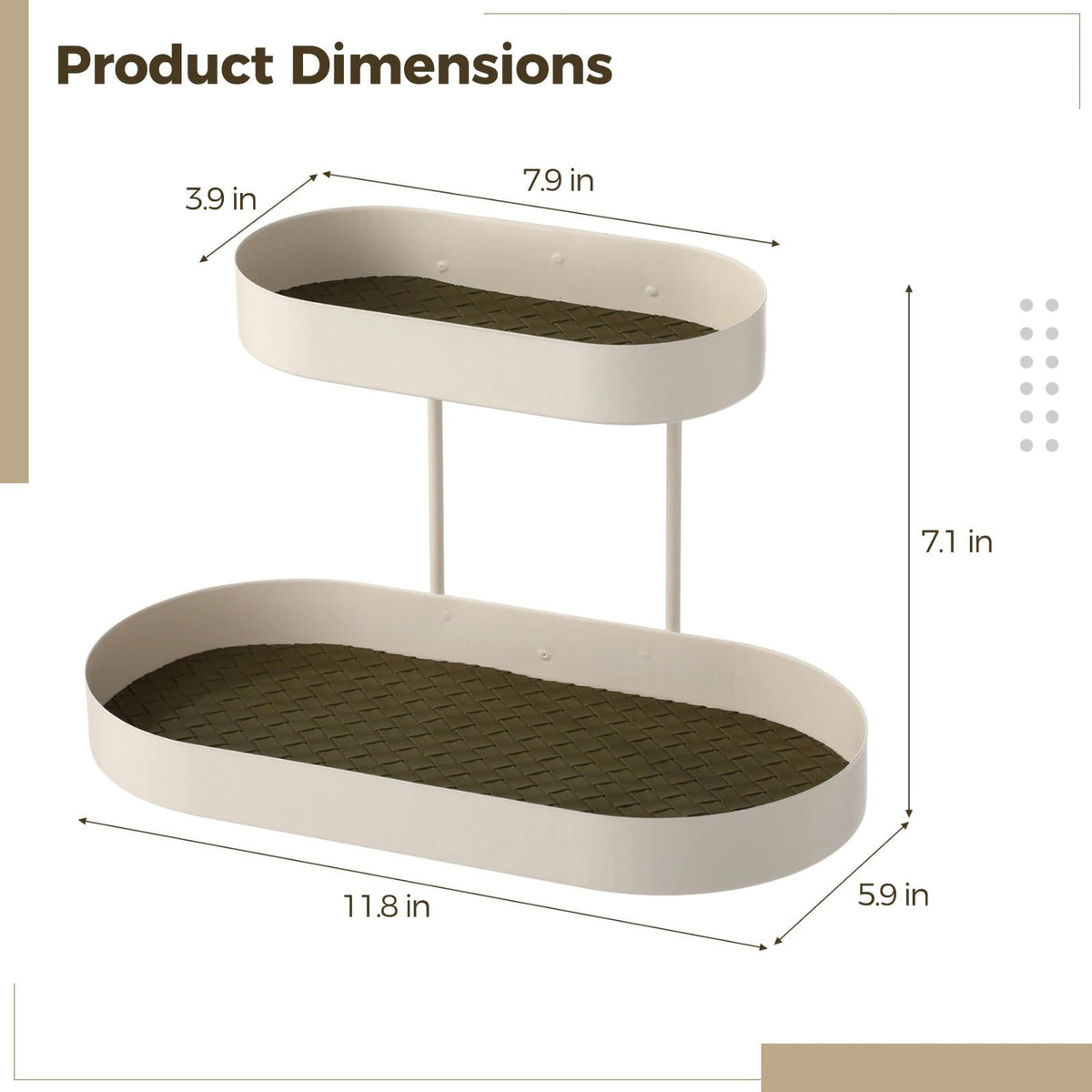 2-layer Metal Perfume Organizer, Metal Cosmetic Organizer Tray with Removable Leather Pads, Countertop Jewelry Display Rack, Vanity Storage Stand for Skincare, Trinket
