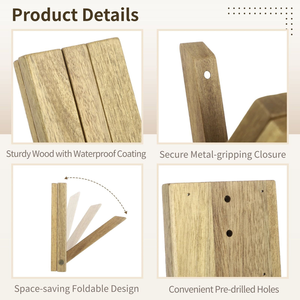 4PCS Foldable Wall Hooks, Wooden Folding Coat Hooks, Piano Key Wall Mounted Racks, Decorative Towel Robe Hat Bag Holders for Bathroom, Bedroom, Entrance