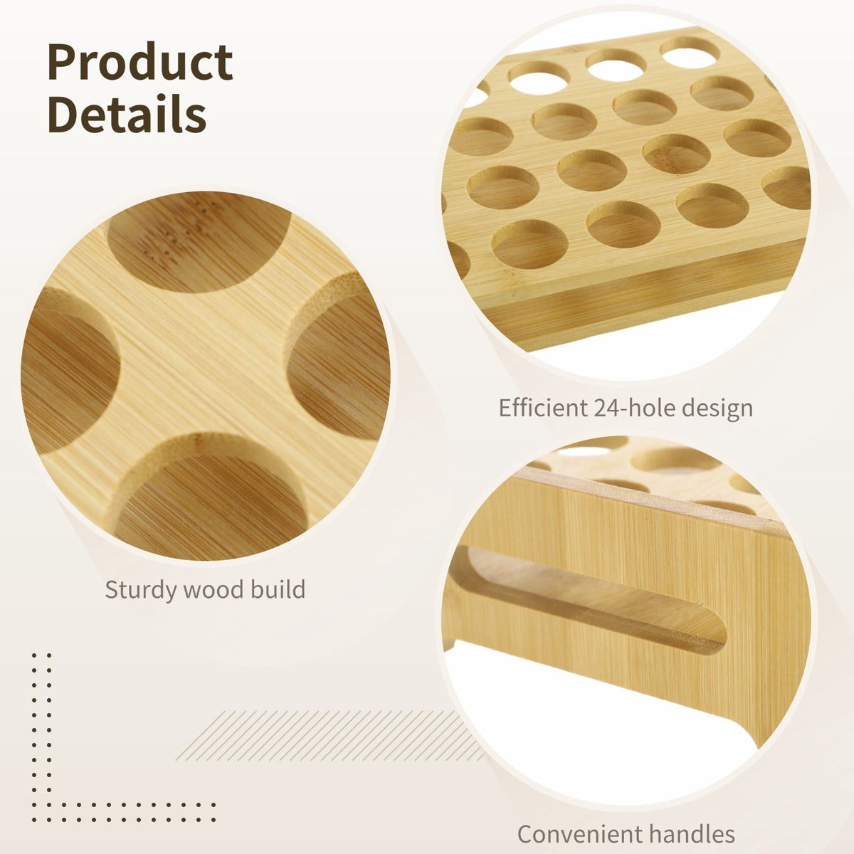 24-Hole Wood Shot Glass Display Holder, Natural Wood Serving Tray Rack Organizer for Home Bar Party, Sturdy Storage for Cocktail Shots, Test Tubes, 10.1" x 6.3" x 2.6" with 1.1" Holes