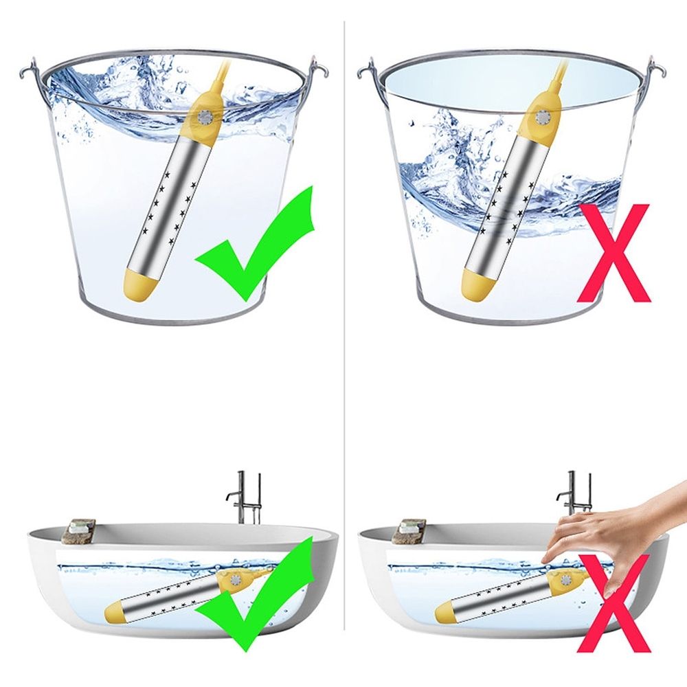1500W Stainless Steel Immersion Water Heater | Fast Heating Pool & Bathtub Heater | 304 Stainless Steel with Auto Shut-Off | Portable for Buckets, Basins & Inflatable Pools