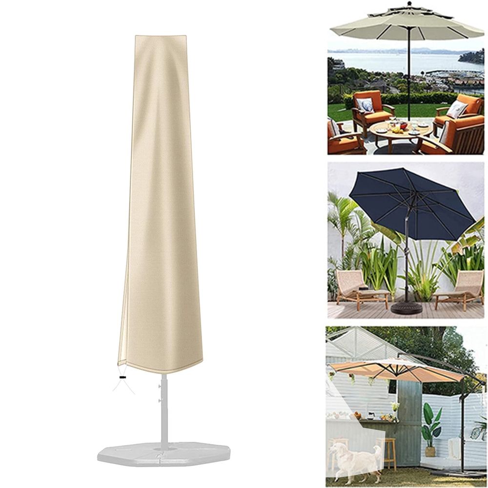 9ft-12ft Waterproof Patio Umbrella Cover | Heavy-Duty 210D Fabric with Zipper | UV-Resistant & Weatherproof for Outdoor Market Umbrellas | Black/Beige Options | Includes Storage Bag