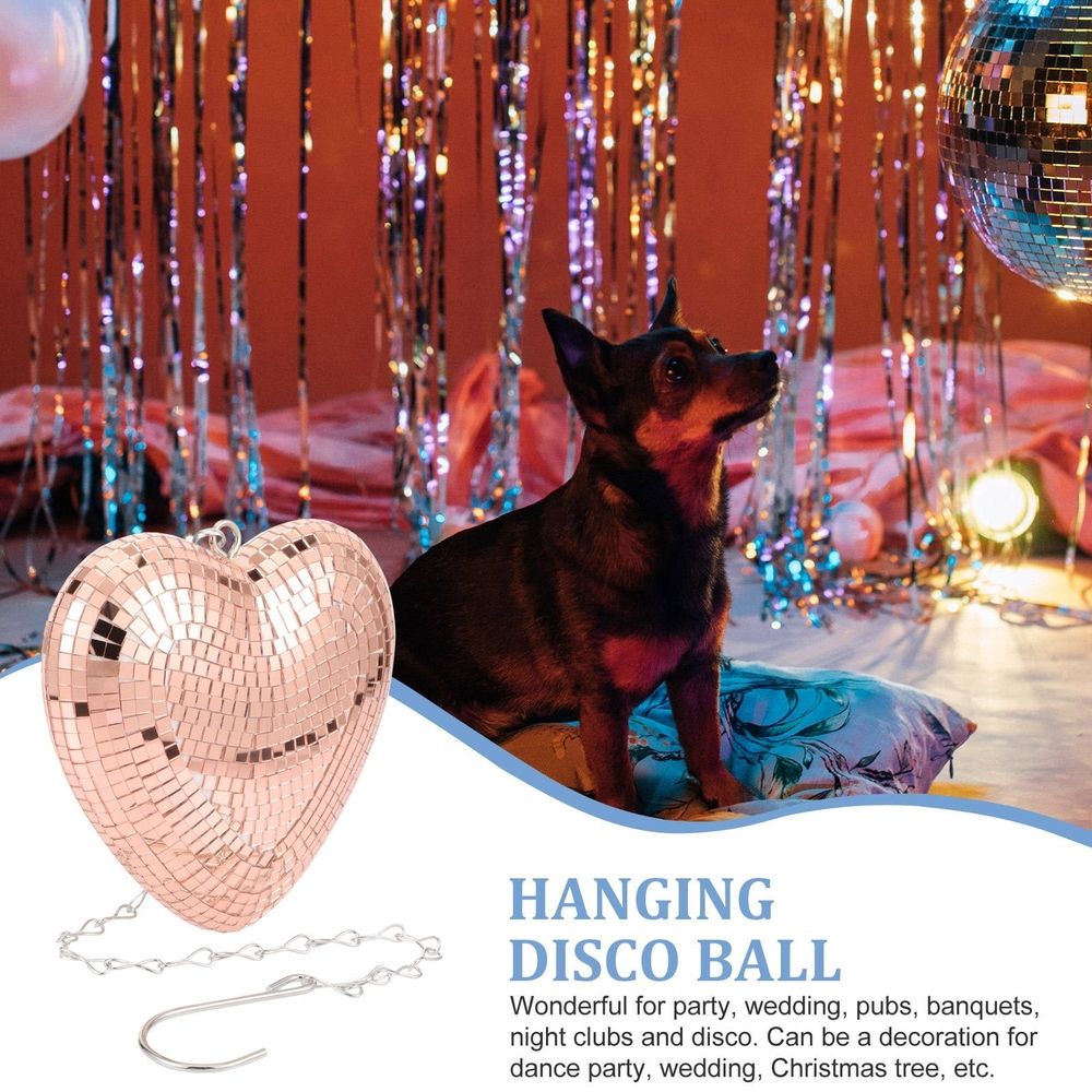 1- Rose Disco Hang Ornament - Shiny Glass Party Decoration Accessory