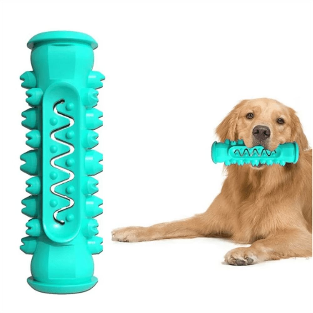 Dog Squeaky Toys for Aggressive Chewers, Tough Toothbrush Dog Chew Toy, Nearly Indestructible Rubber Toys for Pet Training, Teeth Cleaning, Playing and Chewing for Medium & Large Breeds