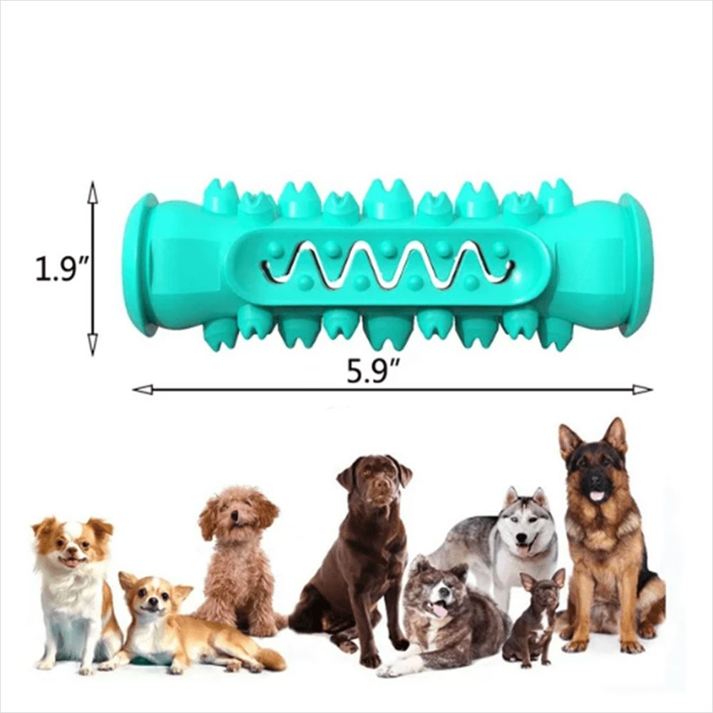 Dog Squeaky Toys for Aggressive Chewers, Tough Toothbrush Dog Chew Toy, Nearly Indestructible Rubber Toys for Pet Training, Teeth Cleaning, Playing and Chewing for Medium & Large Breeds