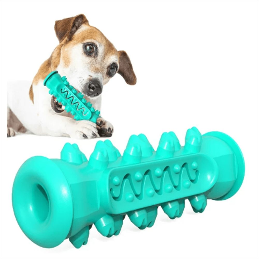 Dog Squeaky Toys for Aggressive Chewers, Tough Toothbrush Dog Chew Toy, Nearly Indestructible Rubber Toys for Pet Training, Teeth Cleaning, Playing and Chewing for Medium & Large Breeds
