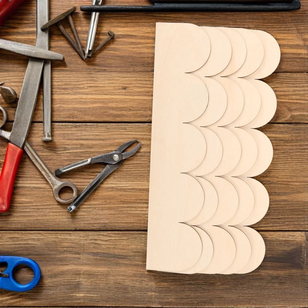 Khaki Wood Trim, Scalloped Molding for Cabinet and Door, Quality Material 20Pcs