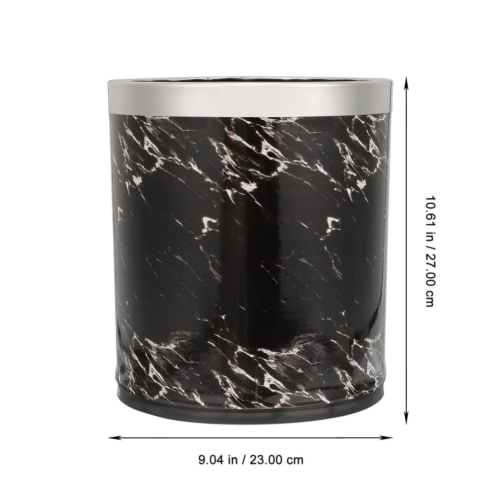 Home Use Black Marble Trash Can Plastic Garbage Container for Bathroom