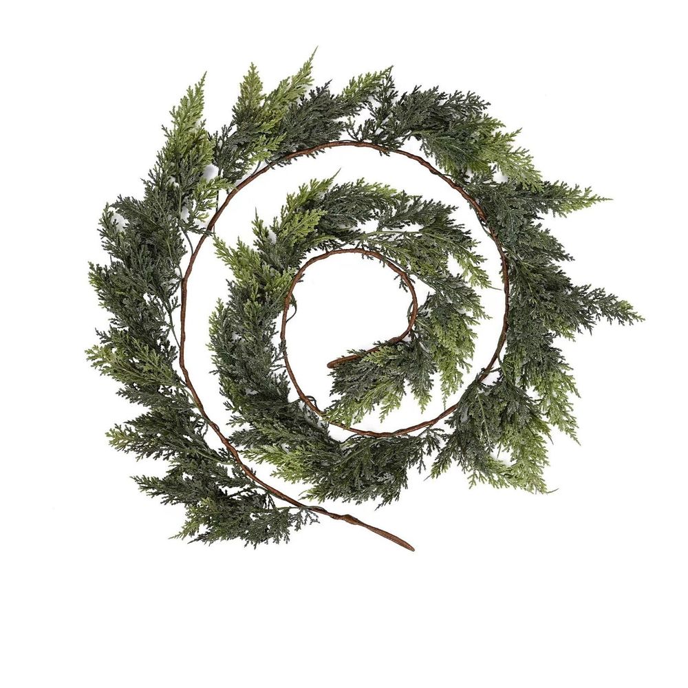 5.9Ft Artificial Christmas Garland - Green Cedar Needle Garland for Fireplace, Mantle, Door & Wall Decor - Indoor/Outdoor Holiday Party Decoration