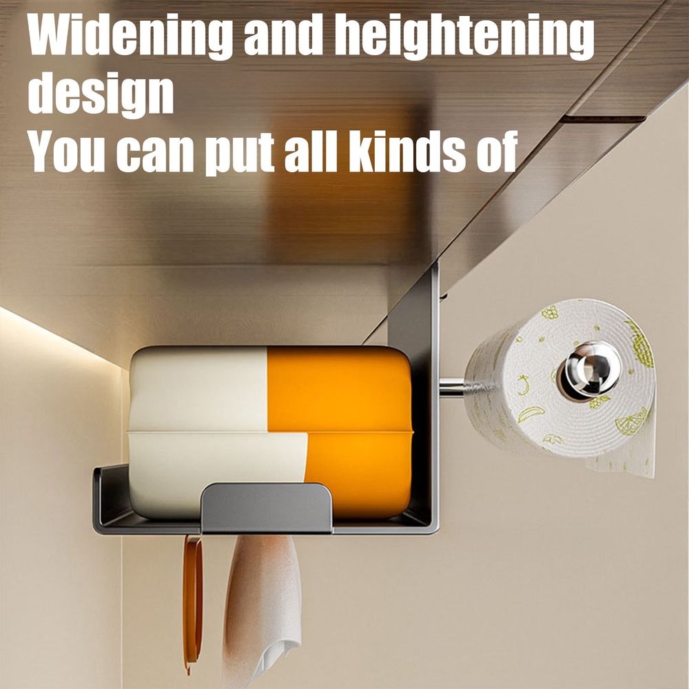 Under Mirror Cabinet Face Towel Storage Box, Wall Mounted Toilet Paper Towel Holder No Drill Tissue Rack for Bathroom Vanity Kitchen Sink Countertop Toilet Side Home Organization Space Saving Storage