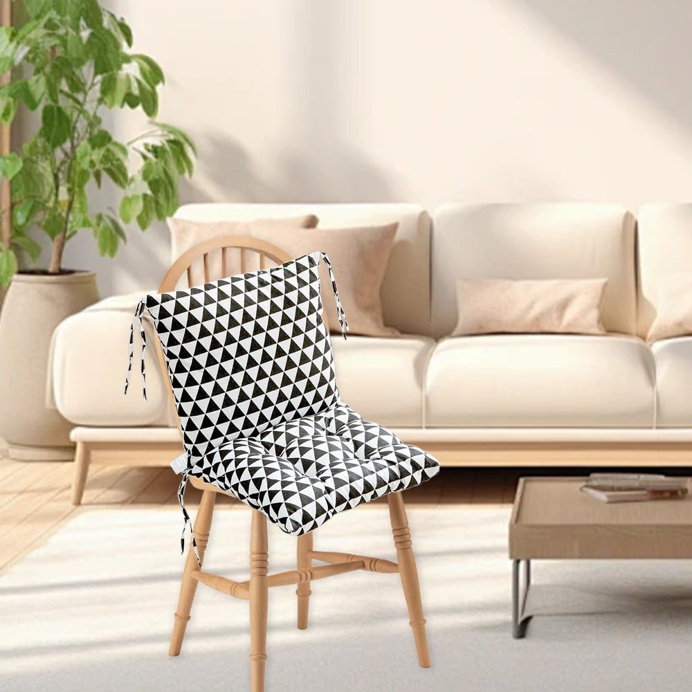 High Back Chair Cushion 15.75x31.5in, Weather Resistant Tufted Seat Pad with Ties, Comfortable Indoor Outdoor Cushion for Patio Dining, B