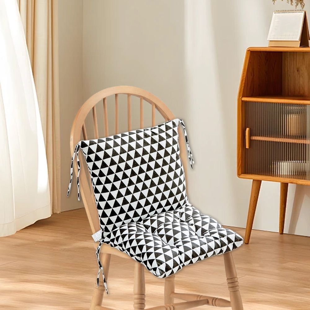 High Back Chair Cushion 15.75x31.5in, Weather Resistant Tufted Seat Pad with Ties, Comfortable Indoor Outdoor Cushion for Patio Dining, B