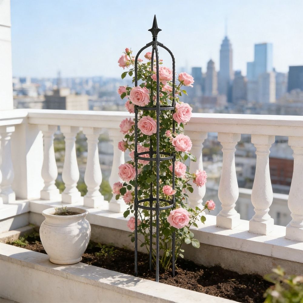 43.3inch Black Tall Garden Trellis, Heavy Duty Climbing Plant Support, Outdoor Yard Trellis for Roses and Clematis Vines