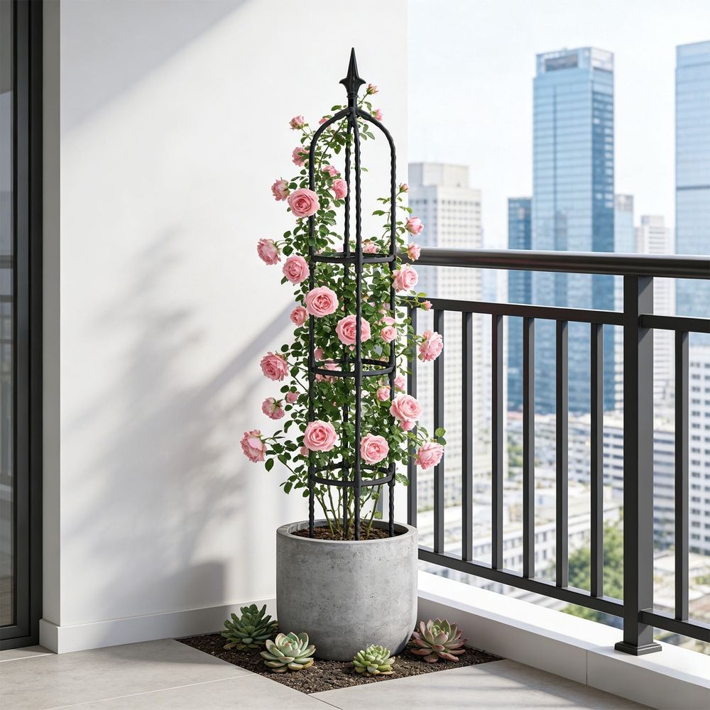 43.3inch Black Tall Garden Trellis, Heavy Duty Climbing Plant Support, Outdoor Yard Trellis for Roses and Clematis Vines