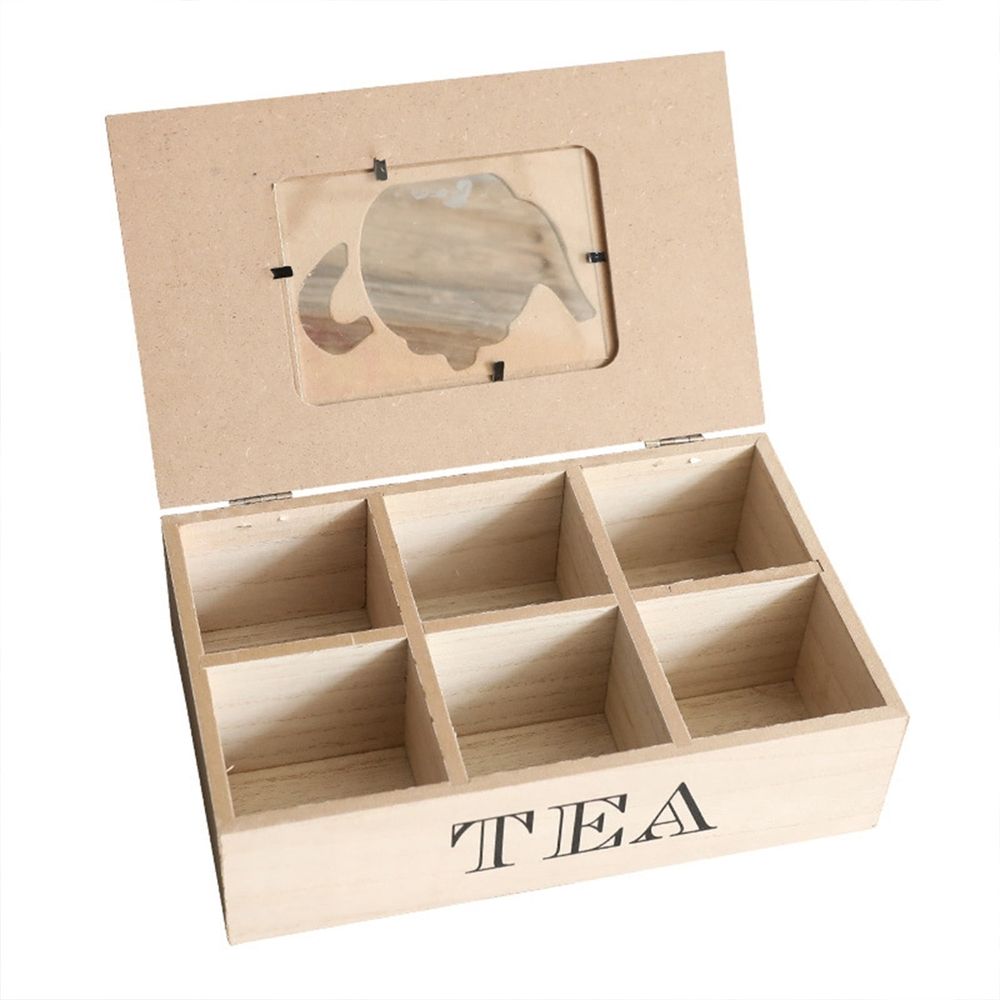 Multi Compartment Wood Tea Organizer Box Storage Case for Kitchen Office Countertop