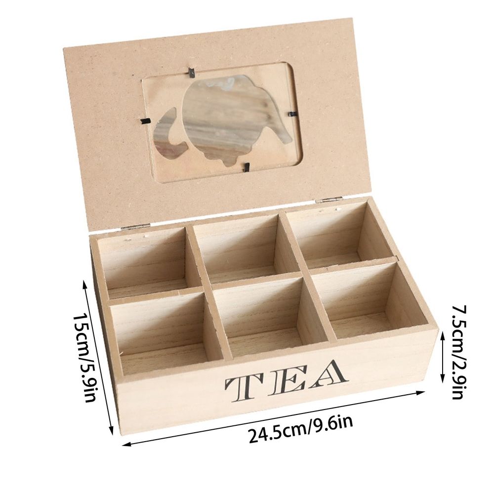 Multi Compartment Wood Tea Organizer Box Storage Case for Kitchen Office Countertop