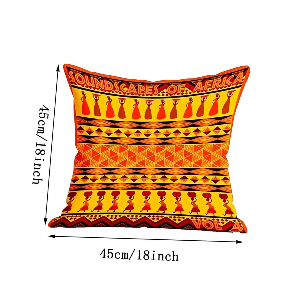 Bohemian Throw Pillow Cover African Tribal Print Decorative Cushion Cover Soft Boho Home Decor for Sofa Couch Bed Orange Red Yellow