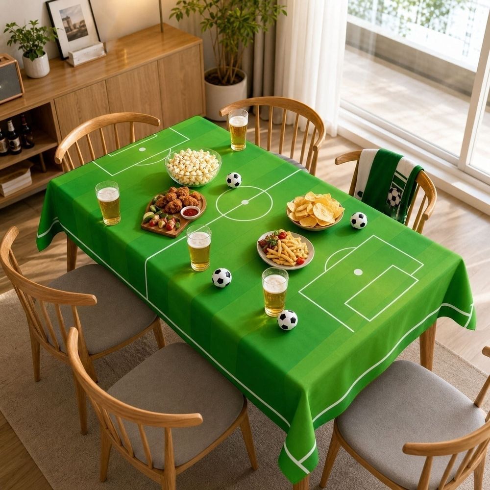 Football Soccer Party Tablecloth Polyester Sport Theme Decoration for Birthday Game Day Dining Table Cover