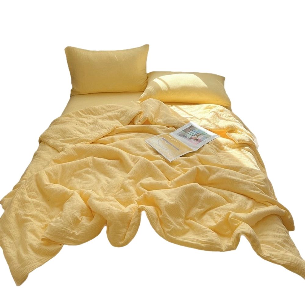 Double Layer Gauze Cotton Summer Quilt Breathable Grade A Air Conditioning Blanket Soft Lightweight Thin Comforter for Dorm Bed Sofa 150x200cm
