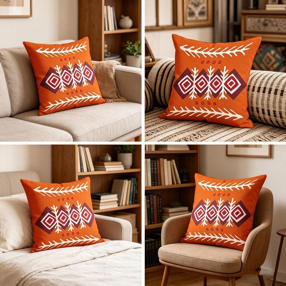 Bohemian Throw Pillow Cover Tribal Geometric Cushion Cover Southwest Decorative Soft Durable Sofa Couch Bed Boho Home Decor Terracotta
