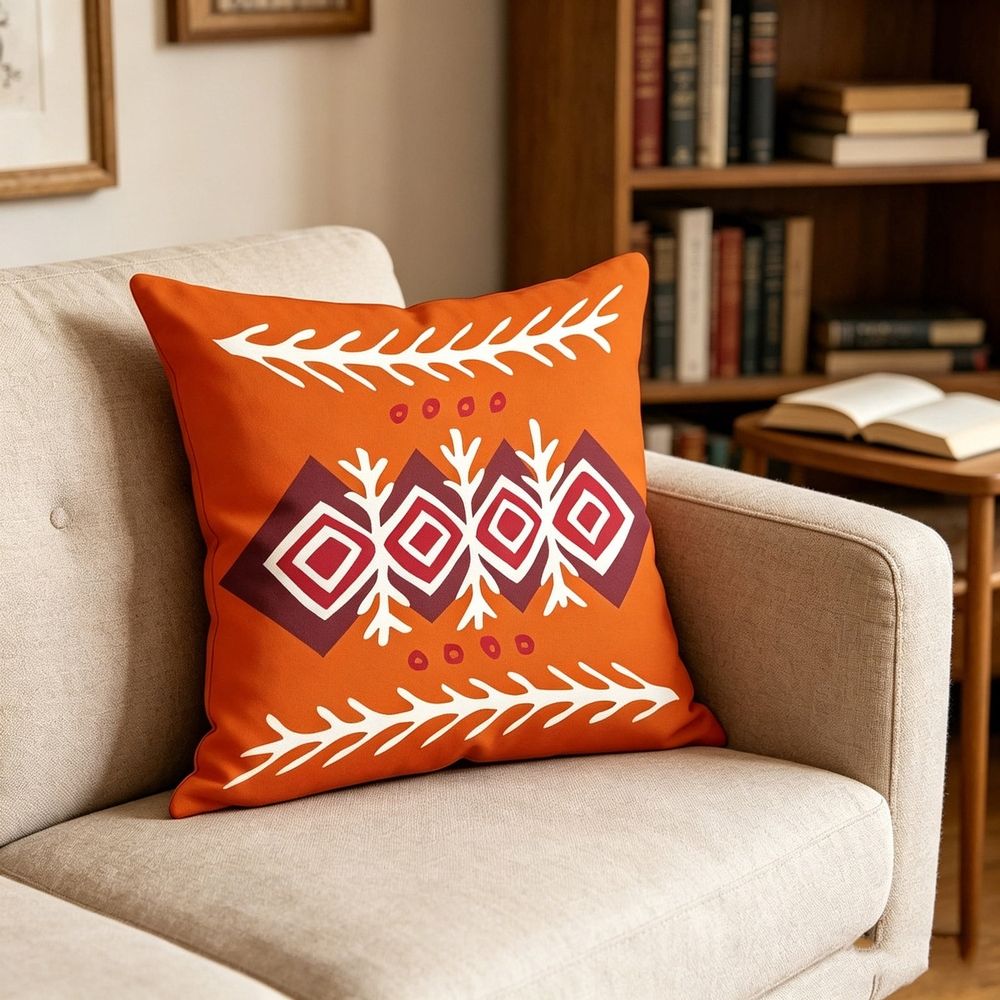 Bohemian Throw Pillow Cover Tribal Geometric Cushion Cover Southwest Decorative Soft Durable Sofa Couch Bed Boho Home Decor Terracotta