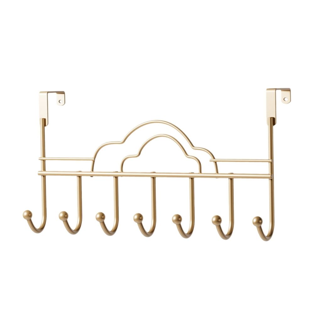 Iron over the Door Storage Hook, Punch Free Rustproof Towel Coat Hanger 16.14x8.66inch, Space Saving Organizer for Bathroom Entryway Bedroom, Gold