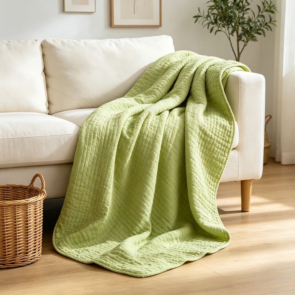 Summer Cotton Gauze Blanket Multi Layered Breathable Nap Quilt Lightweight Air Conditioned Bed Sheet for Couch Bed Travel 47.24x59.06in