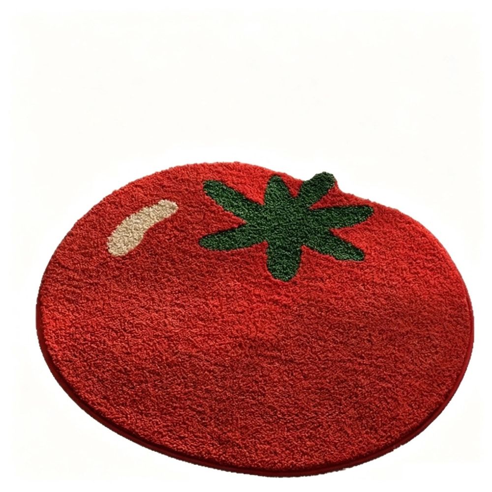 Tomato Shaped Bath Mat Cute Fruit Bathroom Rug Soft Microfiber Absorbent Shower Mat Non Slip for Bathroom Kitchen Bedroom