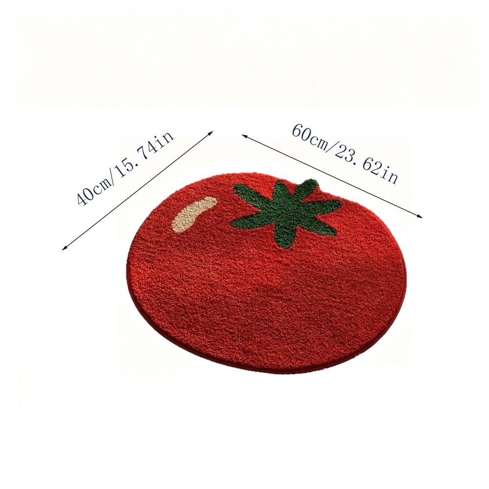 Tomato Shaped Bath Mat Cute Fruit Bathroom Rug Soft Microfiber Absorbent Shower Mat Non Slip for Bathroom Kitchen Bedroom