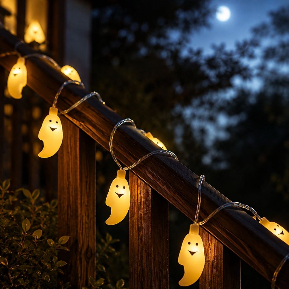20 LED Halloween String Lights, Cute Battery Operated Ghost String Lights Indoor for Fireplace Party Porch Room Halloween Decorations