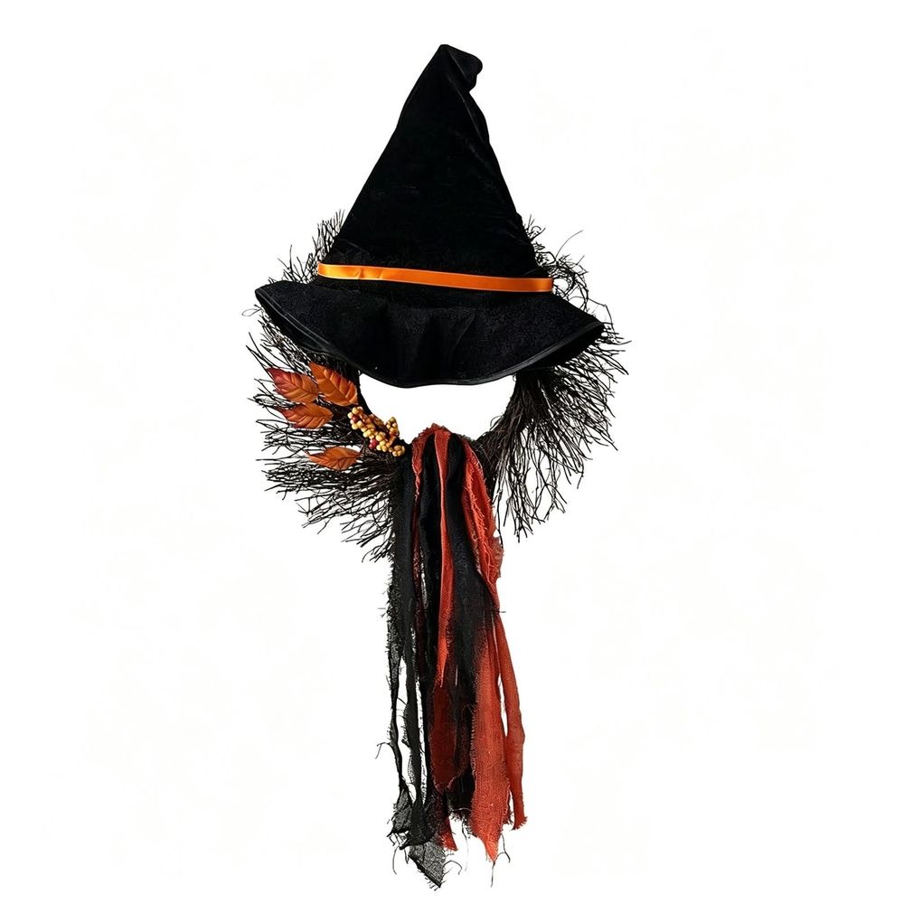 Halloween Pumpkin Shaped Wreath with Black and Orange Roses, Mini Pumpkins and Greenery, Front Door Decorative Wreath for Entryway, Window and Fireplace 13.39 Inch