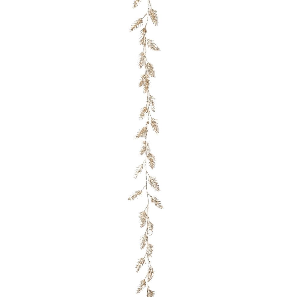 Champagne Gold Christmas Garland Glitter Leaf Hanging Vine for Fireplace Mantel Christmas Tree Stair Railing Wall Holiday Decor 70.87 inch B