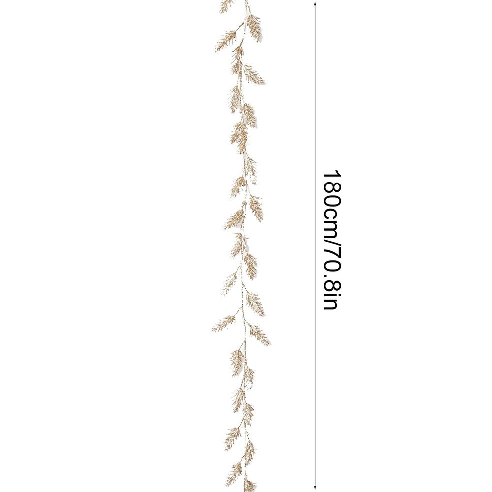 Champagne Gold Christmas Garland Glitter Leaf Hanging Vine for Fireplace Mantel Christmas Tree Stair Railing Wall Holiday Decor 70.87 inch B