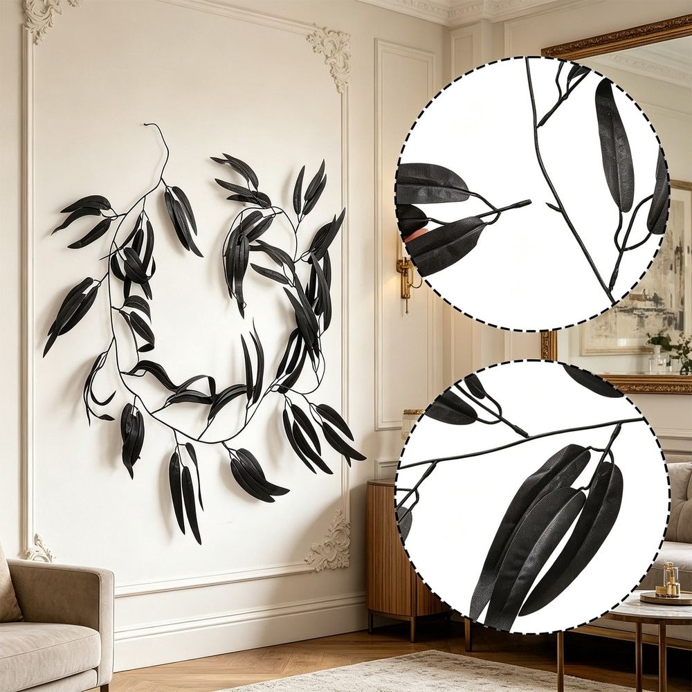 Halloween Black Willow Leaf Garland Artificial Hanging Vine for Fireplace Mantel Front Door Stair Railing Wall Party Indoor Outdoor Home Decor 81.4 inch